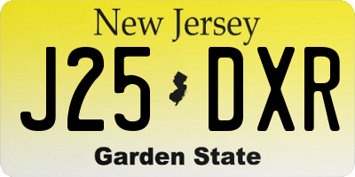 NJ license plate J25DXR