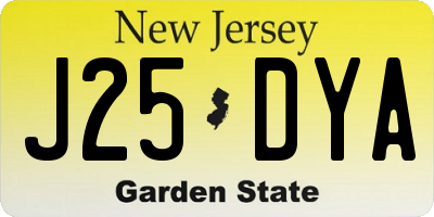 NJ license plate J25DYA