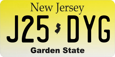 NJ license plate J25DYG