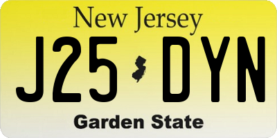 NJ license plate J25DYN
