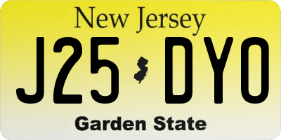 NJ license plate J25DYO