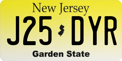 NJ license plate J25DYR