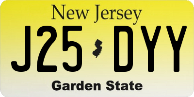 NJ license plate J25DYY