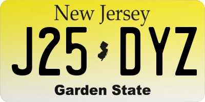 NJ license plate J25DYZ