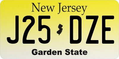 NJ license plate J25DZE