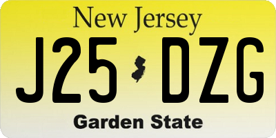 NJ license plate J25DZG