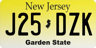 NJ license plate J25DZK