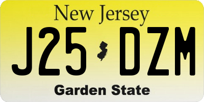 NJ license plate J25DZM