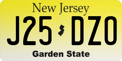 NJ license plate J25DZO