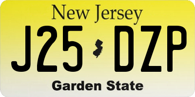 NJ license plate J25DZP