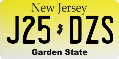 NJ license plate J25DZS