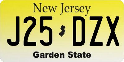 NJ license plate J25DZX