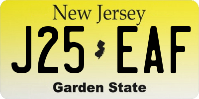 NJ license plate J25EAF