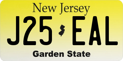 NJ license plate J25EAL