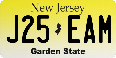 NJ license plate J25EAM
