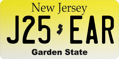 NJ license plate J25EAR