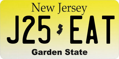 NJ license plate J25EAT