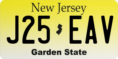 NJ license plate J25EAV