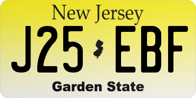 NJ license plate J25EBF