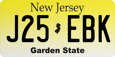 NJ license plate J25EBK