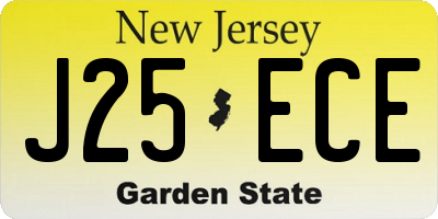 NJ license plate J25ECE
