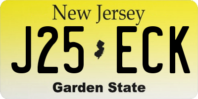 NJ license plate J25ECK