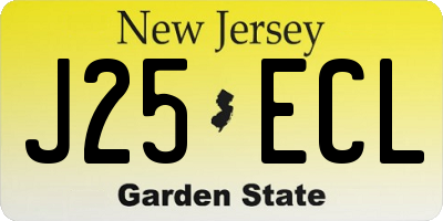 NJ license plate J25ECL