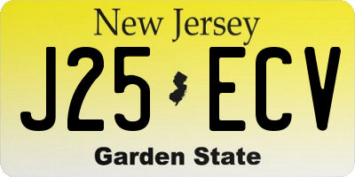 NJ license plate J25ECV