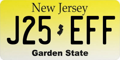 NJ license plate J25EFF
