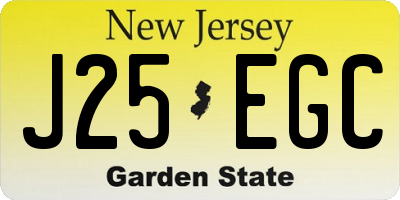 NJ license plate J25EGC