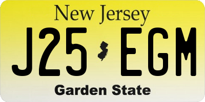 NJ license plate J25EGM
