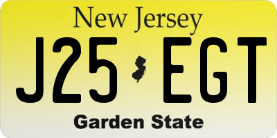 NJ license plate J25EGT