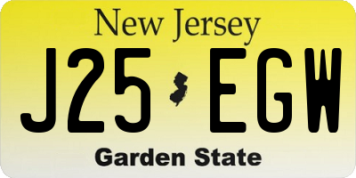 NJ license plate J25EGW