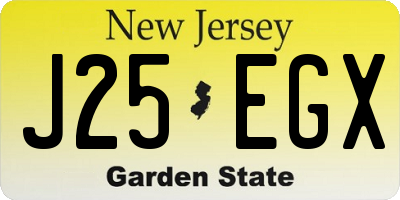 NJ license plate J25EGX
