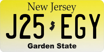NJ license plate J25EGY
