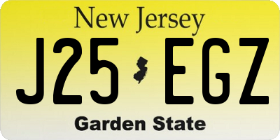 NJ license plate J25EGZ