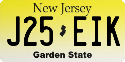 NJ license plate J25EIK
