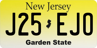 NJ license plate J25EJO