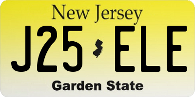 NJ license plate J25ELE