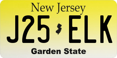 NJ license plate J25ELK