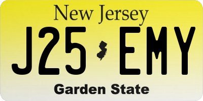 NJ license plate J25EMY
