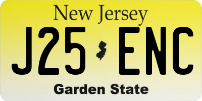 NJ license plate J25ENC