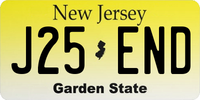 NJ license plate J25END