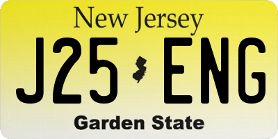 NJ license plate J25ENG