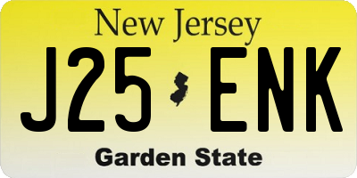 NJ license plate J25ENK