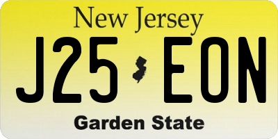 NJ license plate J25EON