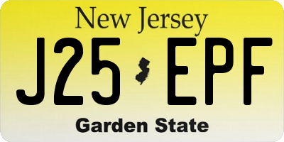 NJ license plate J25EPF