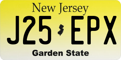 NJ license plate J25EPX