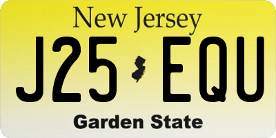 NJ license plate J25EQU