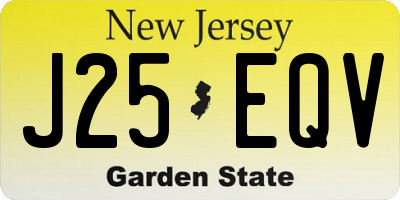 NJ license plate J25EQV